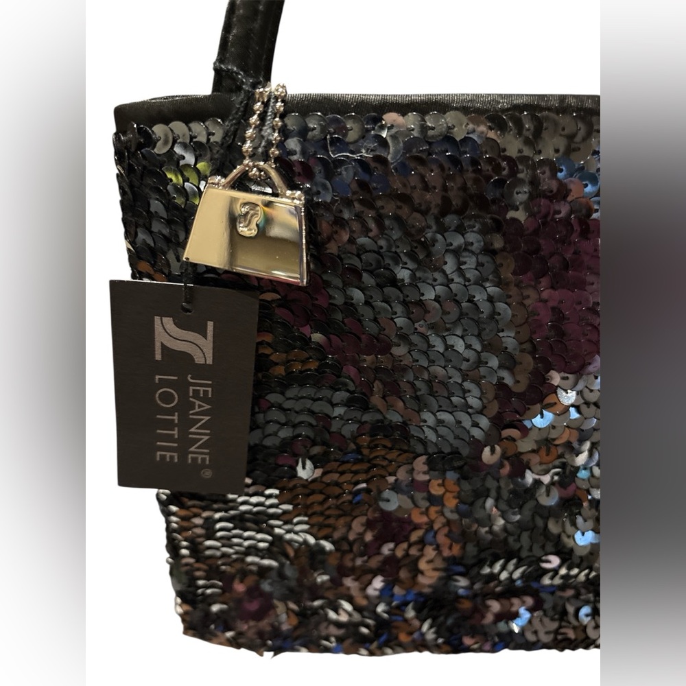 Jeanne Lottie Small Black Sequin Evening Bag - Picture 2 of 5